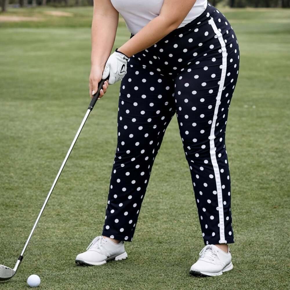 Polo Golf- Ralph Lauren, Black pants with White Polka Dots, size 10, Golf attire